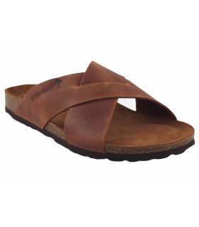 Sandália masculina de couro...
