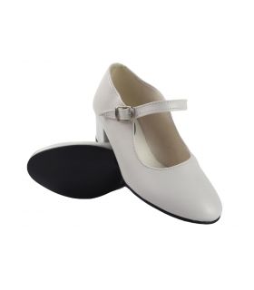 Zapato niña Bienve flamenca-correa blanco