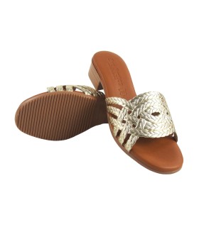 Sandale pour femme dorée EVA FRUTOS 1383