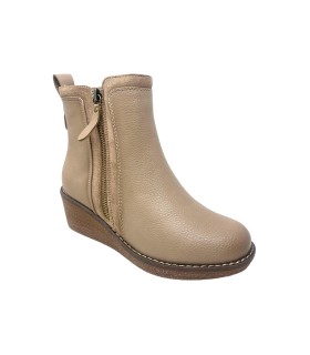 Botas de cano curto femininas HISPAFLEX 2417 na cor taupe