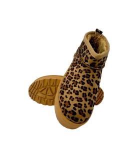 Botas de cano curto femininas ISTERIA 24296 com estampa de leopardo