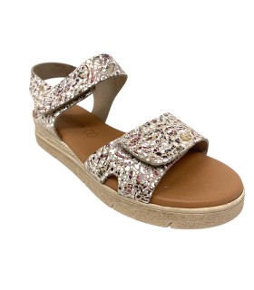 Sandales Eva Frutos Dorées Pour Femme - Cuir, Talons Plats, Style élégant