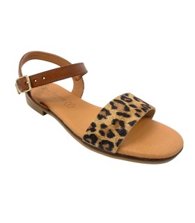 Sandália feminina EVA FRUTOS 3090 com estampa de leopardo