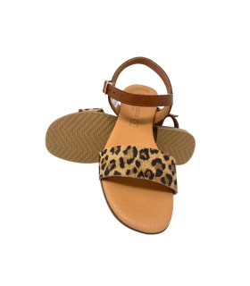 Sandália feminina EVA FRUTOS 3090 com estampa de leopardo