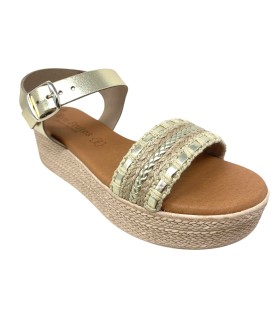 Sandale pour femme dorée EVA FRUTOS 5395