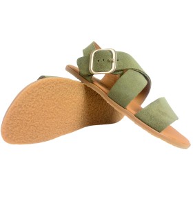 Sandália feminina VIVANT 9100, modelo discreto, cor cáqui.