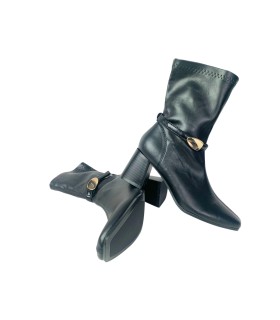 Botas de cano curto femininas pretas BIENVE db5565