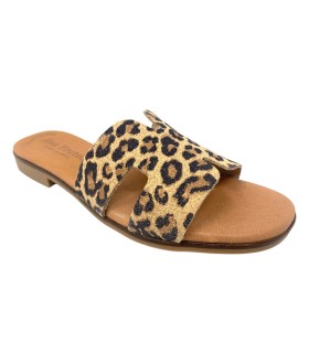 Sandália feminina EVA FRUTOS 3053 com estampa de leopardo