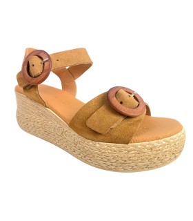 Sandália feminina de couro EVA FRUTOS 3777