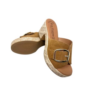 Sandália feminina de couro EVA FRUTOS 6711